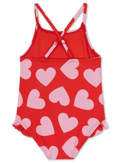 Badpak ":Hearts" rood/lichtroze