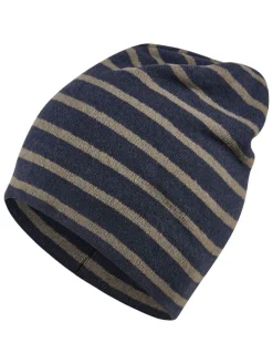 Beanie donkerblauw/lichtbruin