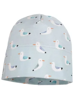 Beanie lichtblauw/wit