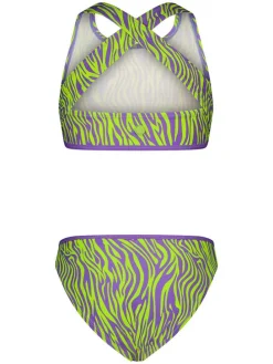 Bikini citroengroen/paars
