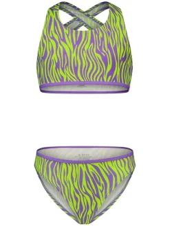 Bikini citroengroen/paars