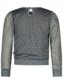 Blouse donkerblauw/grijs