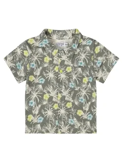 Blouse kaki/blauw/geel