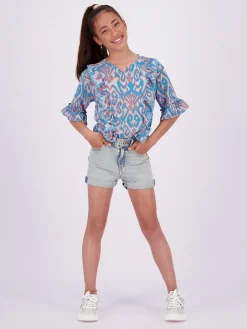 Blouse "Letty" blauw/oranje