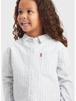 Blouse lichtblauw/wit
