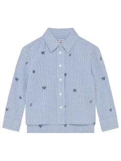 Blouse lichtblauw/wit