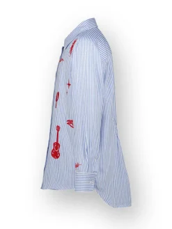 Blouse "Lotta" lichtblauw/wit