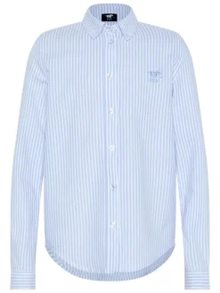Blouse - regular fit - lichtblauw/wit
