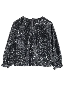 Blouse zwart/zilverkleurig