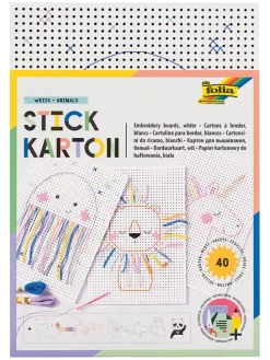 Borduurkaart "Animals" wit - 40 vellen