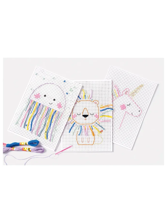 Borduurkaart "Animals" wit - 40 vellen