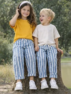Broek blauw/wit
