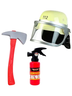 3-delige accessorieset "Feuerwehrmann" rood/geel/grijs