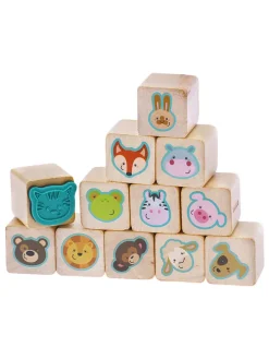 12-delige houten stempelset "Dierenvrienden" - vanaf 3 jaar