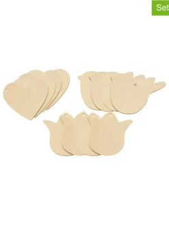 12-delige knutselset "Houten Hangers Lente" naturel