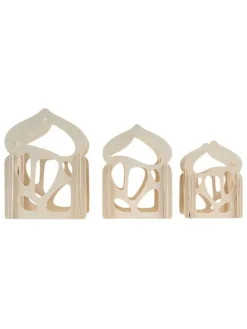 6-delige knutselset "Houten Lantaarns Fantasia" naturel