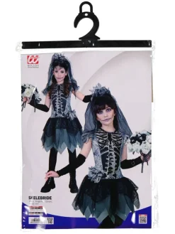 3-delige kostuum "Skelet bride" zwart
