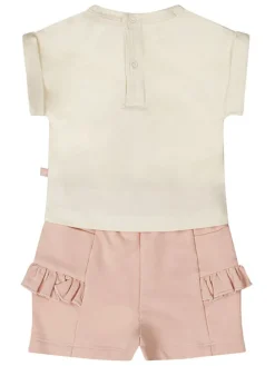 2-delige outfit crème/lichtroze