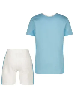 2-delige outfit lichtblauw/wit