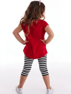 2-delige outfit "Meow Pow" rood/zwart