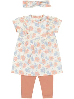 3-delige outfit oranje/lichtblauw