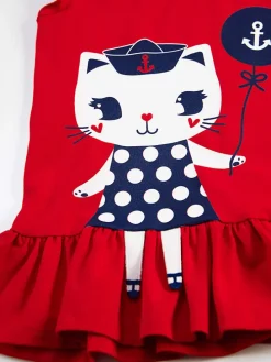 2-delige outfit "Sailor Cat" rood/donkerblauw