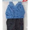 2-delige poppenoutfit blauw/antraciet - vanaf 2 jaar
