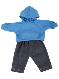 2-delige poppenoutfit blauw/antraciet - vanaf 2 jaar