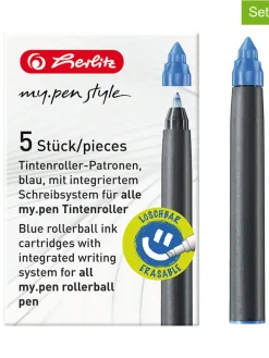 5-delige set: balpenpatronen blauw - 5x 5 stuks