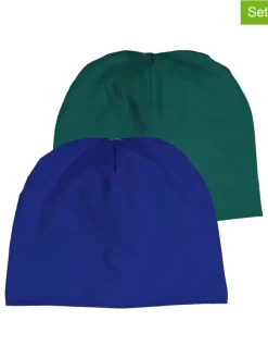 2-delige set: beanies "Alfa" blauw/groen