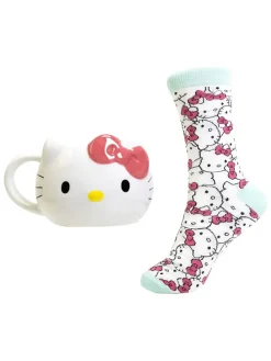 2-delige set: kop en sokken "Hello Kitty" wit/meerkleurig