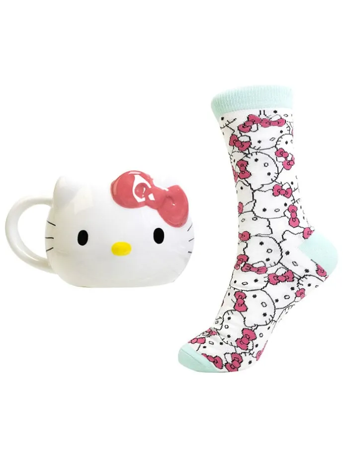 2-delige set: kop en sokken "Hello Kitty" wit/meerkleurig