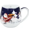 2-delige set: kopjes "Merry Christmas - Kerstman" blauw/rood - 420 ml