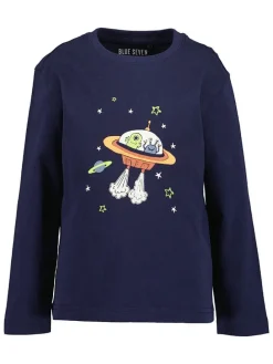 2-delige set: longsleeves koraalrood/donkerblauw