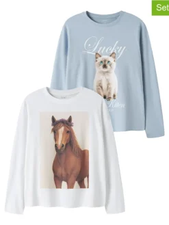2-delige set: longsleeves ''Otea'' lichtblauw/wit