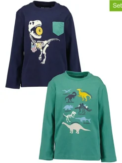 2-delige set: longsleeves turquoise/donkerblauw