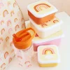 4-delige set: lunchboxen "Rainbows" geel