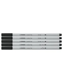 10-delige set: multiliner ''STABILO Creative Tips ARTY'' zwart - 2 x 5 stuks