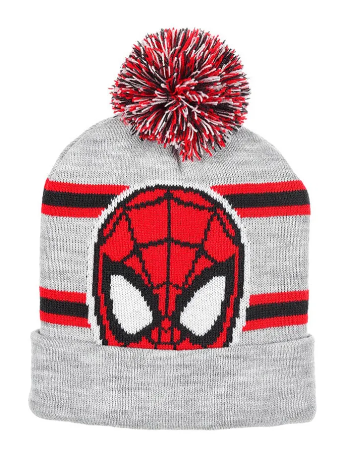 2-delige set: muts & handschoenen "Spiderman" grijs/rood