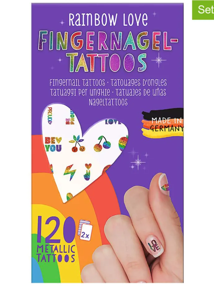 2-delige set: nageltatoeagevellen "Rainbow" meerkleurig - 2x 120 stuks