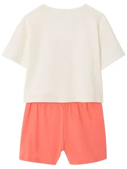 2-delige set: pyjama's rood/lichtroze/crème