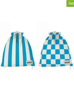 2-delige set: reiszakjes wit/blauw - (B)30 x (H)40 cm