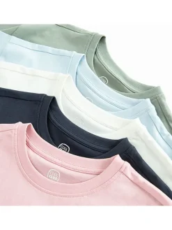 5-delige set: shirts donkerblauw/lichtroze/wit