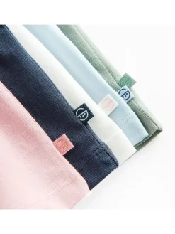 5-delige set: shirts donkerblauw/lichtroze/wit