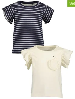 2-delige set: shirts donkerblauw/crème