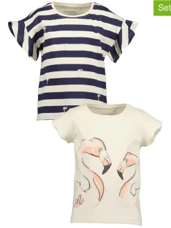 2-delige set: shirts donkerblauw/crème
