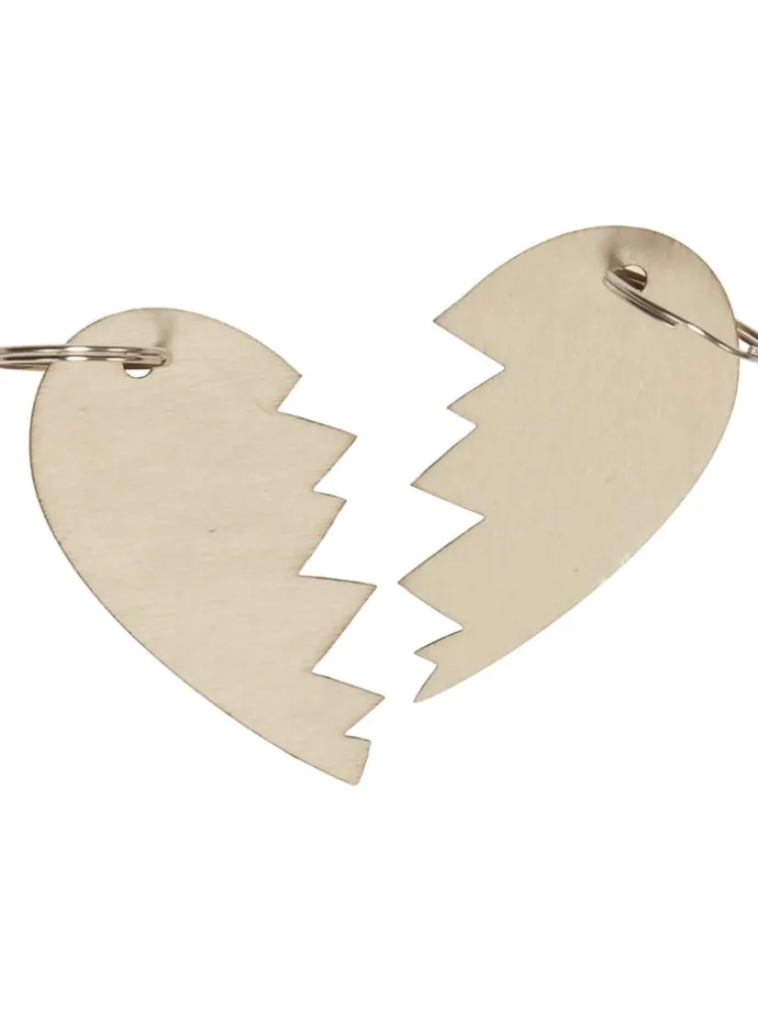 6-delige set: sleutelhangers "Hart" naturel