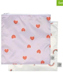2-delige set: snacktassen paars/crème - (L)17 x (B)18 cm
