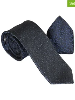2-delige set: stropdas & pochet donkerblauw