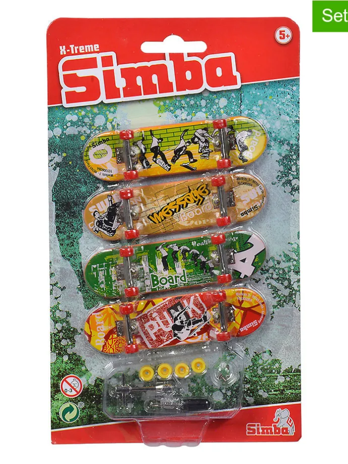 4-delige set: vingerskateboards meerkleurig - vanaf 5 jaar